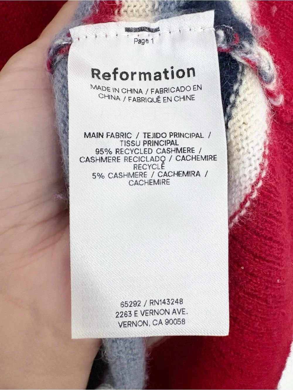 Reformation Cashmere Boyfriend Sweater
Crimson Multi Stripe Large - Picture 4 of 6